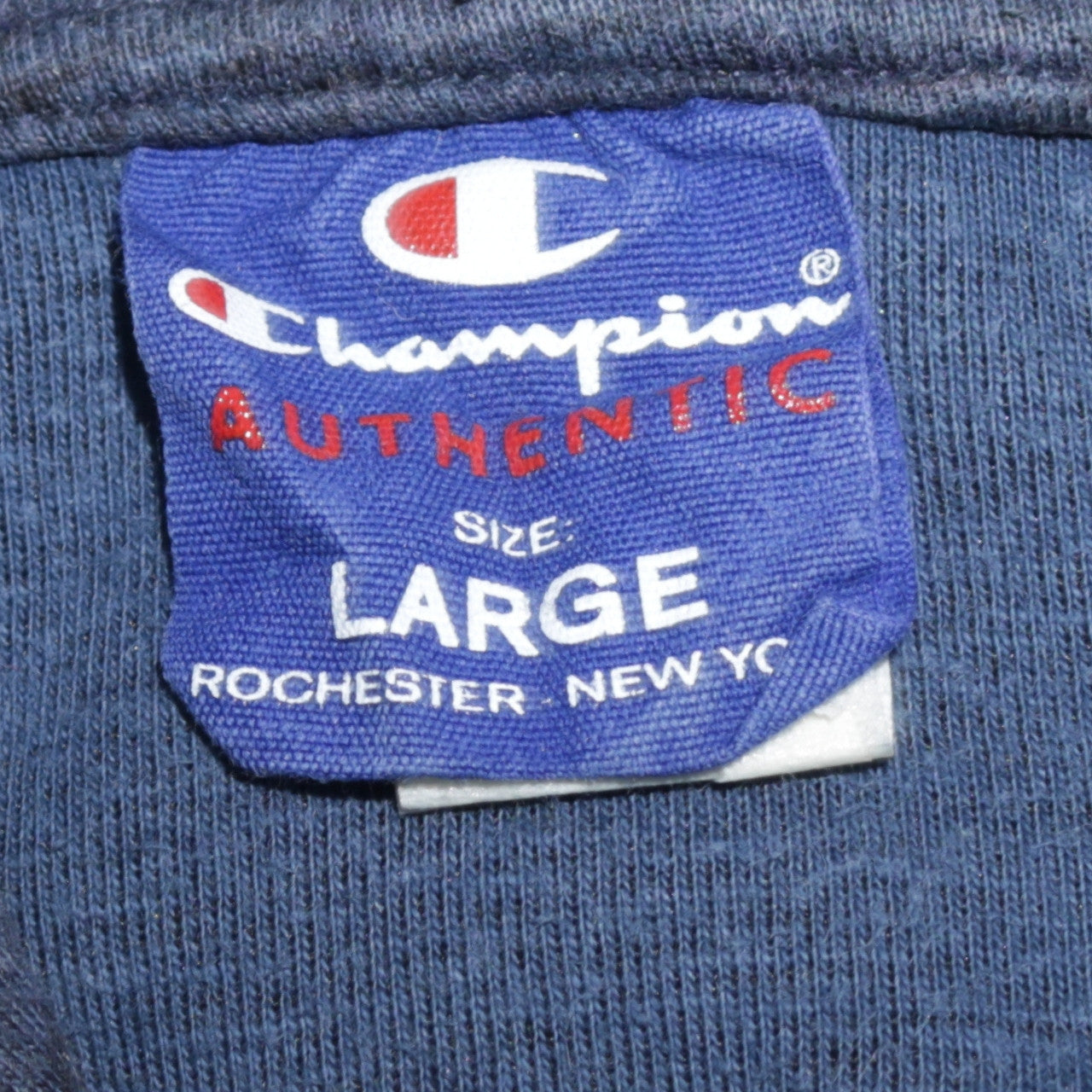 Champion Mens Blue Pullover Hoodie Large Logo Sports Cotton Blend
