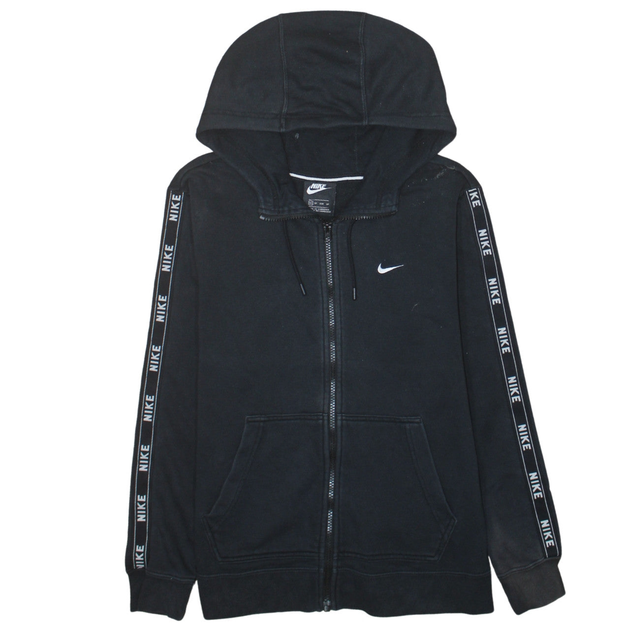 Nike Men's Black XS Full Zip Fleece Hoodie with Logo Tape Detail