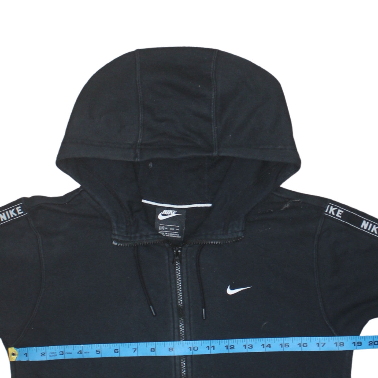 Nike Men's Black XS Full Zip Fleece Hoodie with Logo Tape Detail