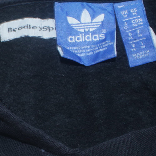 Adidas Men's Black Pullover Hoodie M Logo Graphic Fleece Sweatshirt