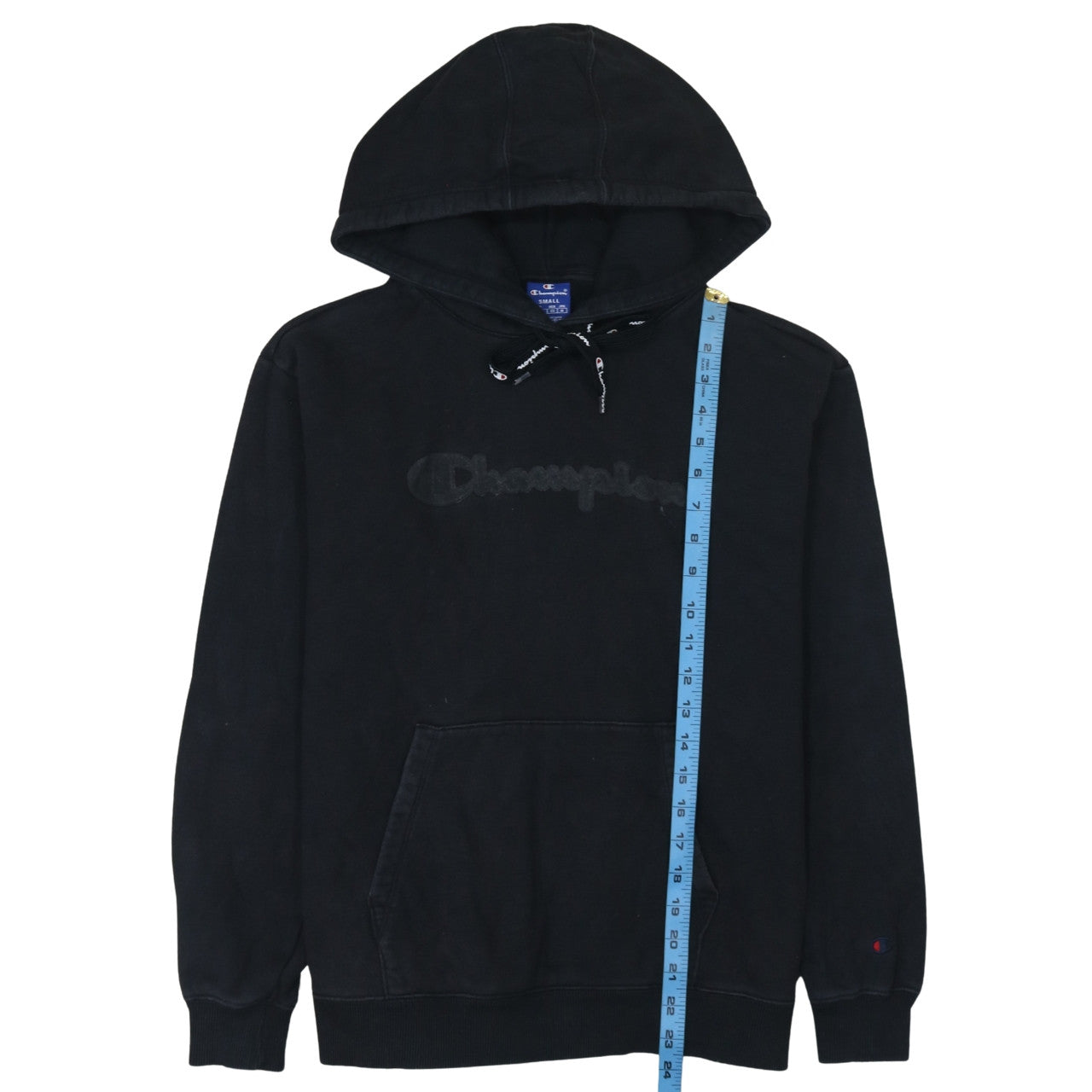 Champion Men's Black Small Pullover Hoodie Cotton Logo Sweatshirt