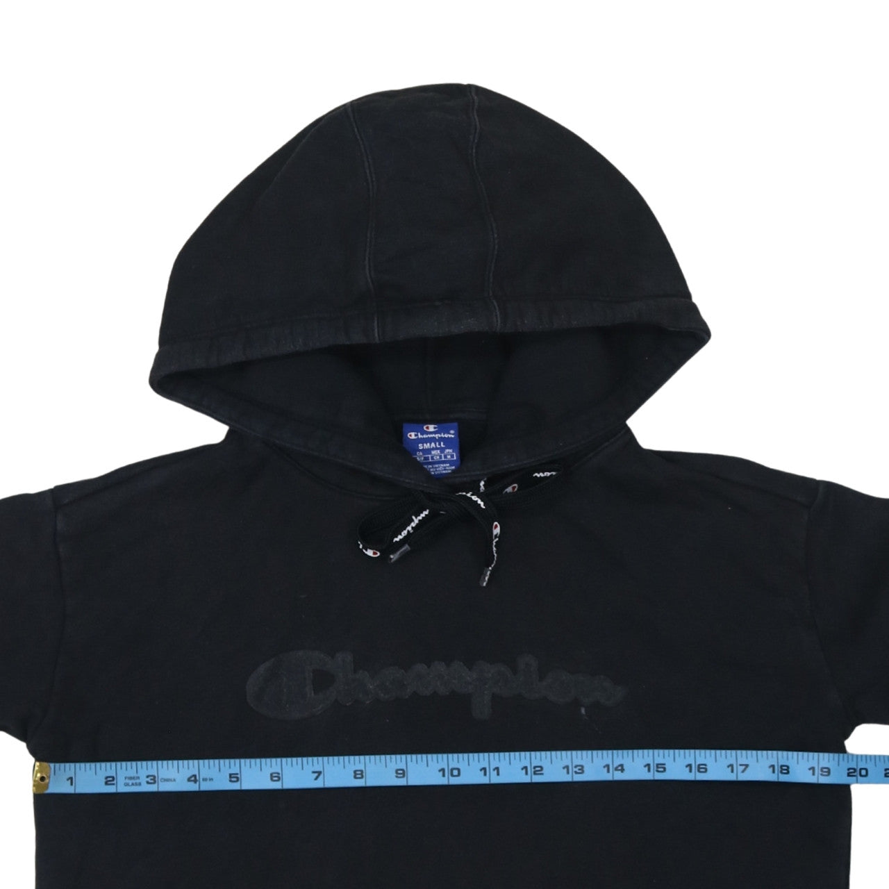 Champion Men's Black Small Pullover Hoodie Cotton Logo Sweatshirt