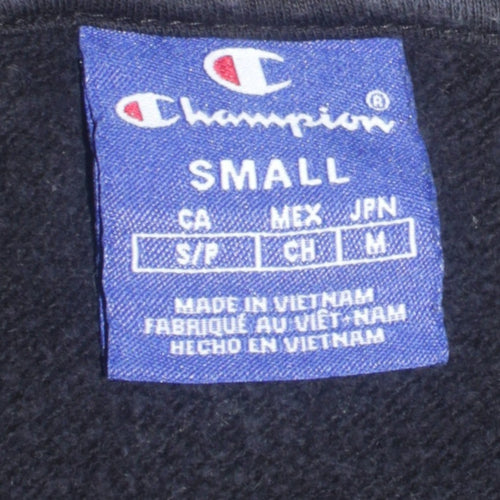 Champion Men's Black Small Pullover Hoodie Cotton Logo Sweatshirt