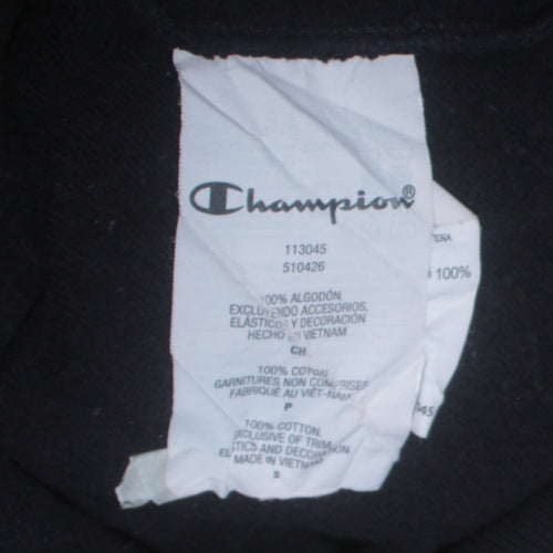 Champion Men's Black Small Pullover Hoodie Cotton Logo Sweatshirt