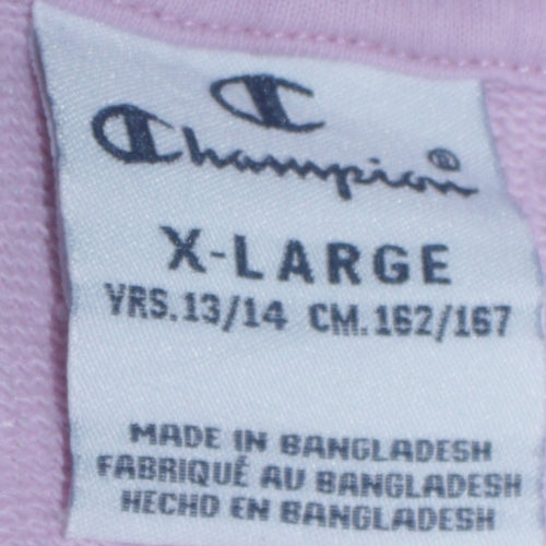 Champion Girls Pink Logo Pullover Hoodie 13-14 Years XL