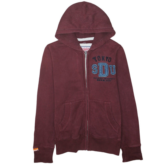 Superdry Men’s Brown Full Zip Hoodie M Tokyo SDU Fleece Sweatshirt
