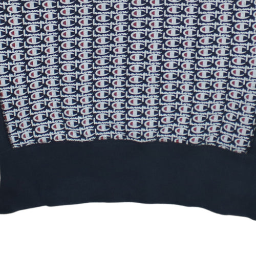 Champion Men's Blue Logo Crew Neck Sweatshirt Medium