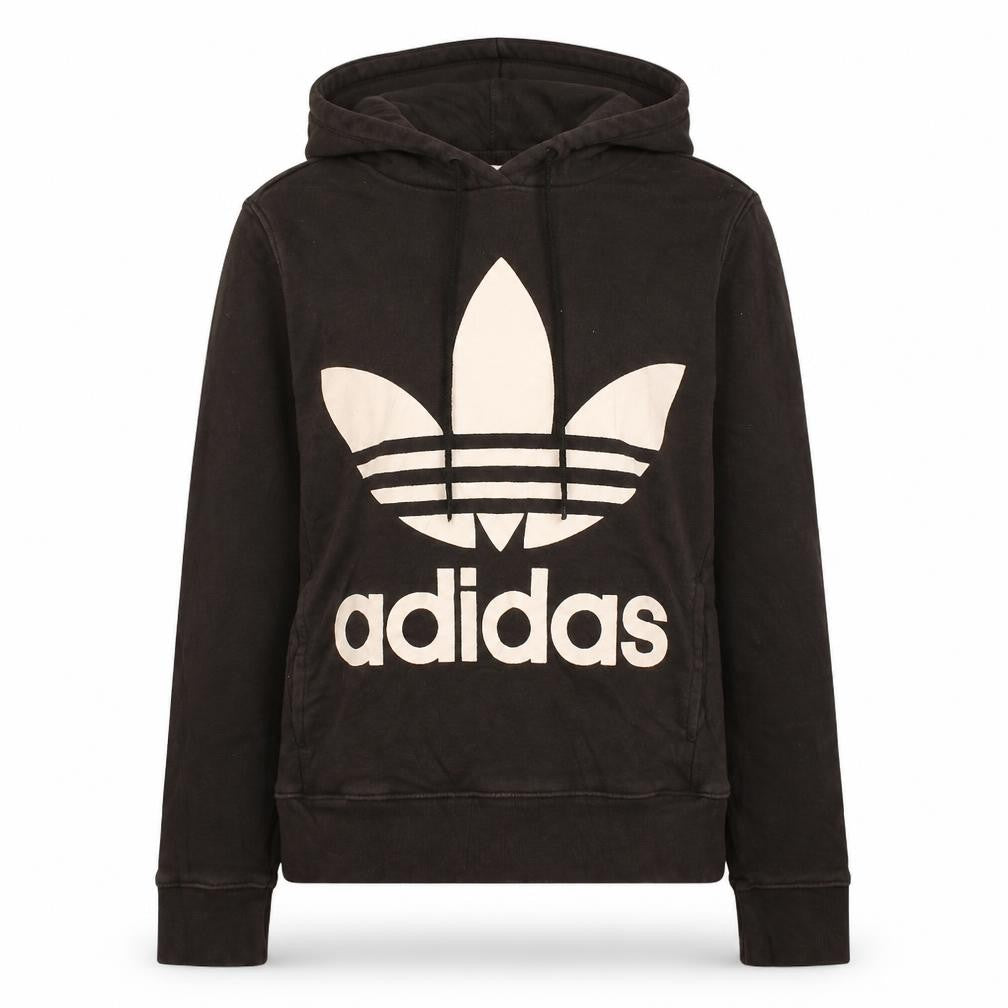 Front view of Adidas Women Black XS Hoodie Pullover Drawstring Logo Cotton