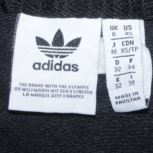 Adidas Women Black XS Hoodie Pullover Drawstring Logo Cotton