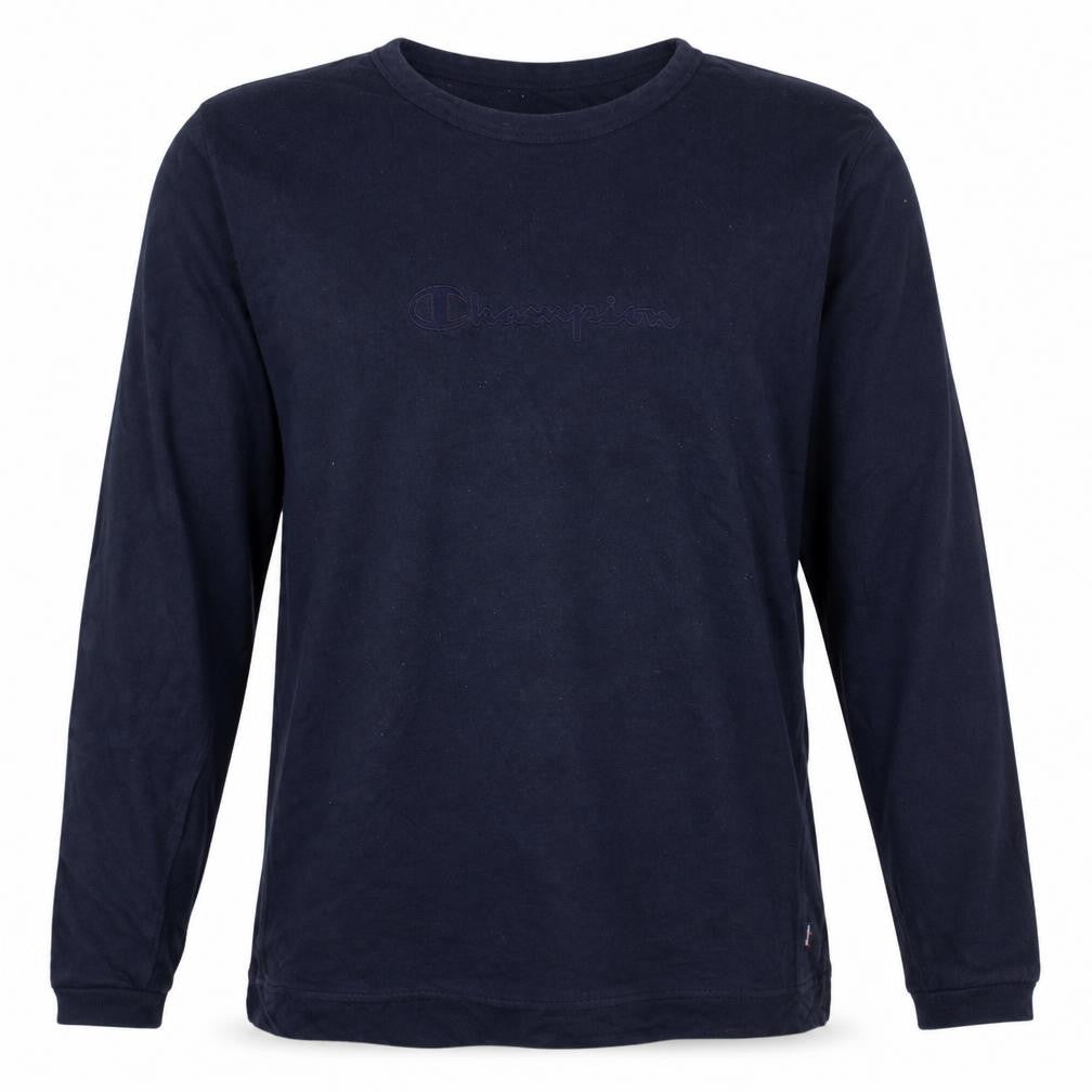 Front view of Champion Men's Blue 2XL Pullover Sweatshirt Embroidered Logo