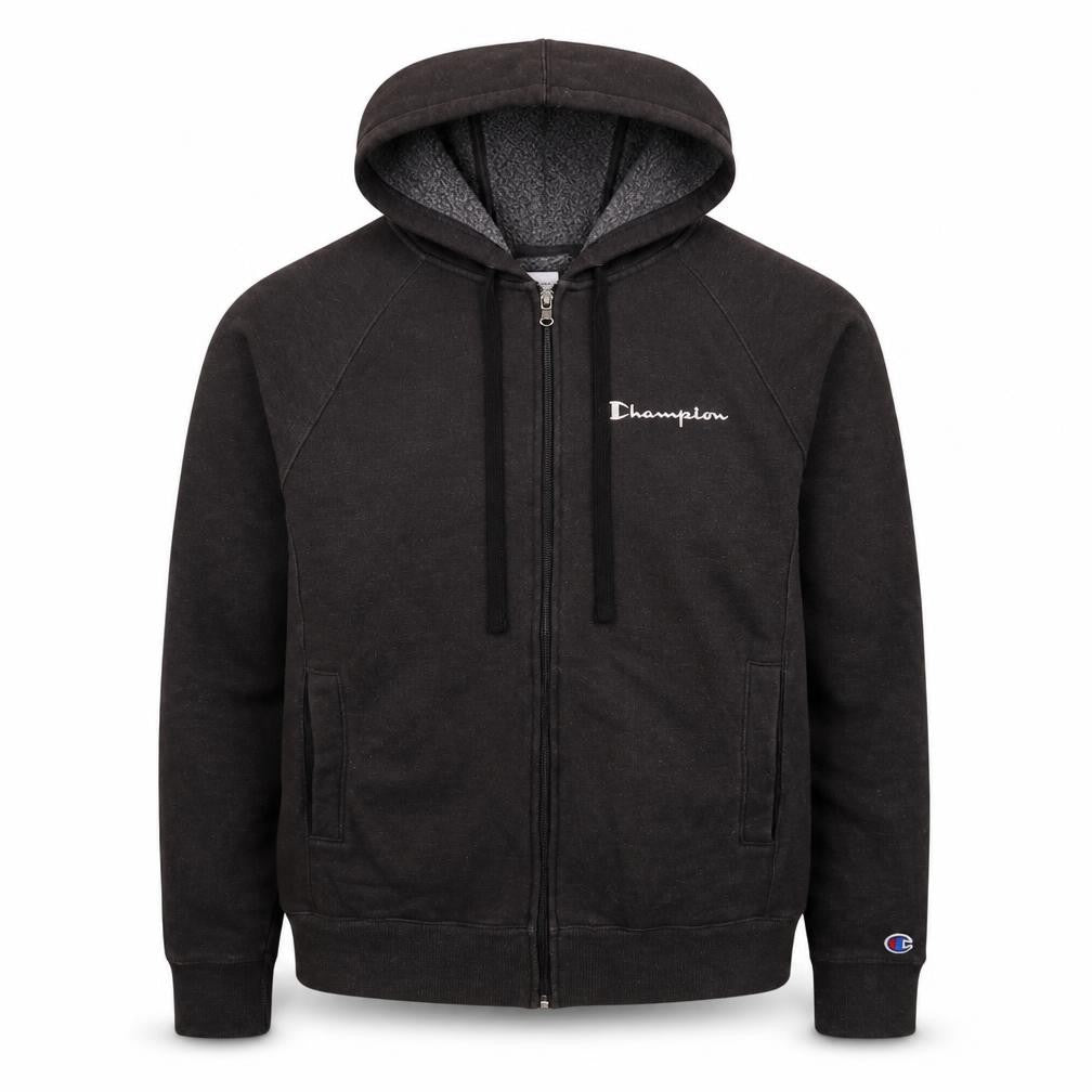 Champion Mens Black Full Zip Fleece Hoodie Size S