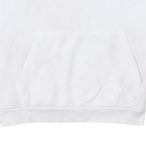 FILA Women's White Hoodie L Logo Tape Pullover Cotton Blend