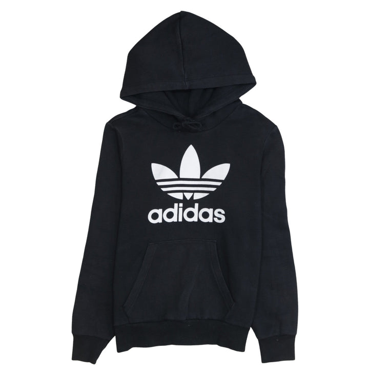 Adidas Womens Black Size 12 Pullover Hoodie with Logo Print