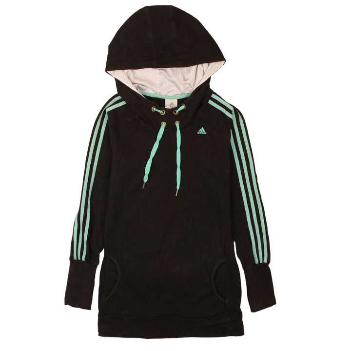 Adidas Womens Black Hoodie Size 10 Drawstring Pullover Tunic