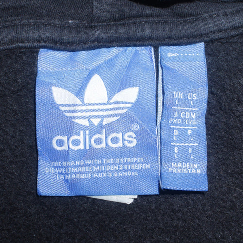 Adidas Men's Black Pullover Hoodie L Sports Logo Fleece Sweatshirt