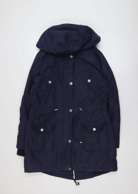 Marks and Spencer Per Una Women's Blue Hooded Shower Resistant Parka Coat M