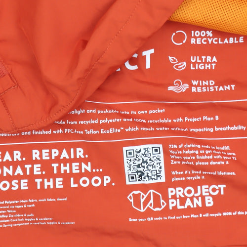 BAM Men's Orange Lightweight Windbreaker Jacket Size L