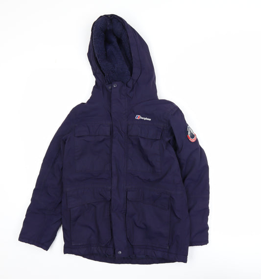 Berghaus Boys Blue Hooded Waterproof Parka Coat 9-10 Years