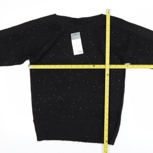 Primark Women’s Black Sequin Long Sleeve Pullover Jumper 2XS
