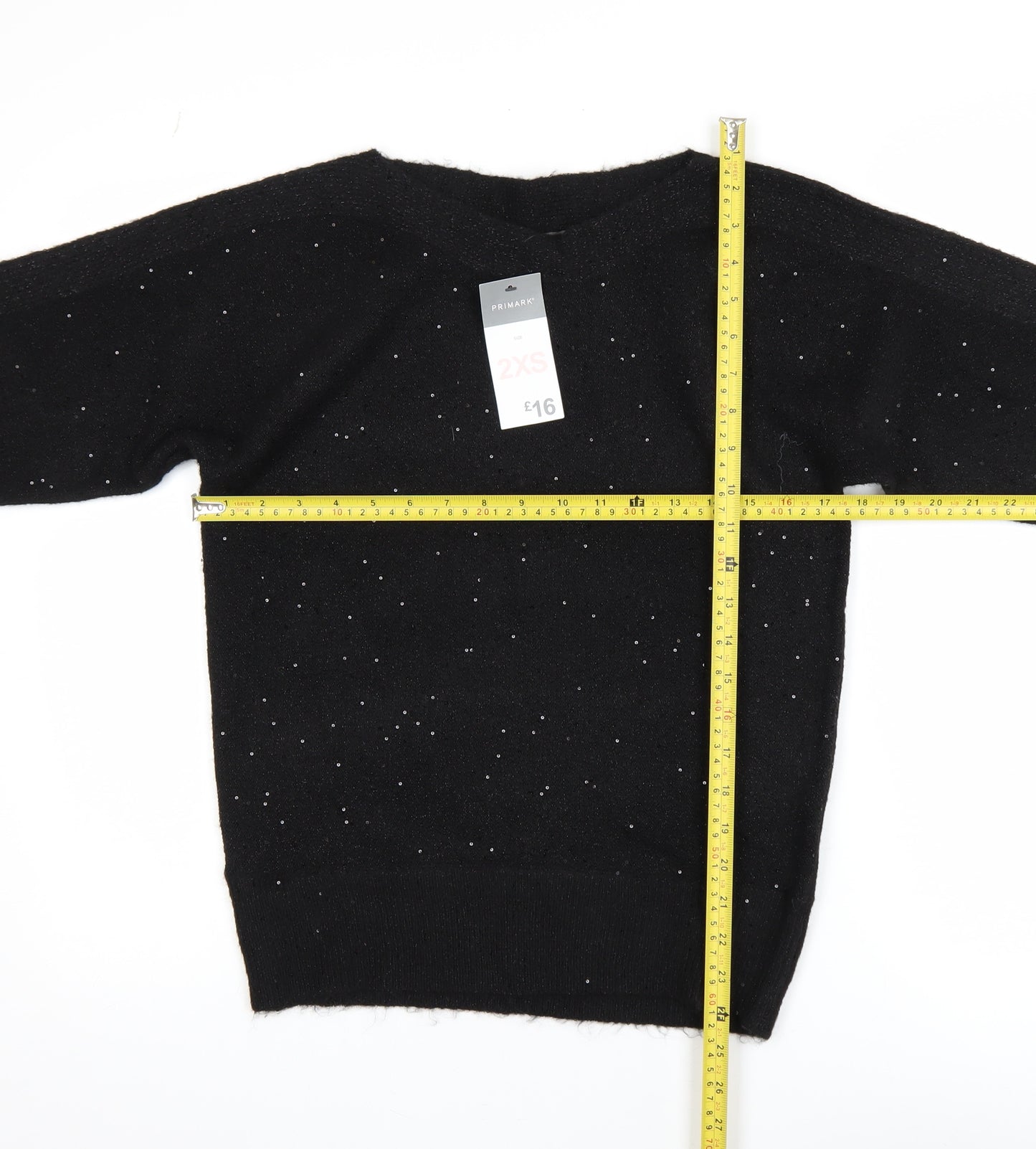 Primark Women’s Black Sequin Long Sleeve Pullover Jumper 2XS