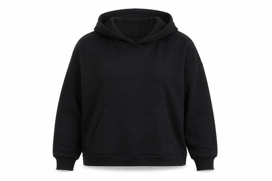 Front view of ASOS DESIGN women’s black cotton pullover hoodie m 40in chest