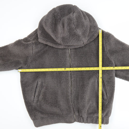 Primark Womens Grey Fleece Hooded Zip Jacket Size L 14/16