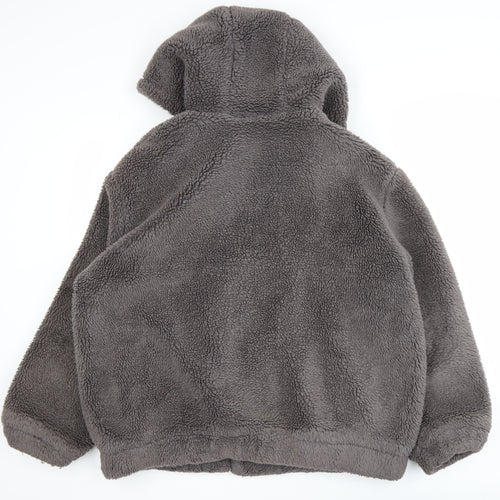 Primark Womens Grey Fleece Hooded Zip Jacket Size L 14/16