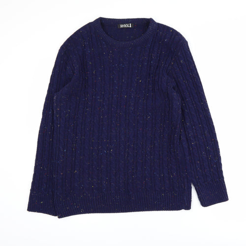 ENVY I Men's Blue Cable-Knit Acrylic Pullover Jumper L
