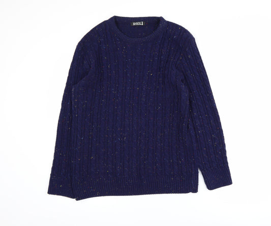 ENVY I Men's Blue Cable-Knit Acrylic Pullover Jumper L