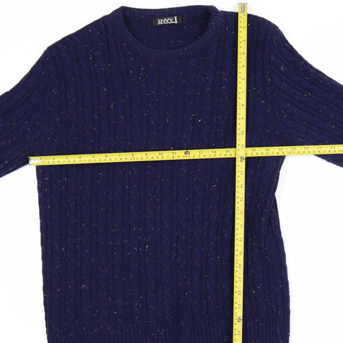 ENVY I Men's Blue Cable-Knit Acrylic Pullover Jumper L
