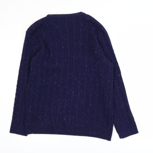 ENVY I Men's Blue Cable-Knit Acrylic Pullover Jumper L