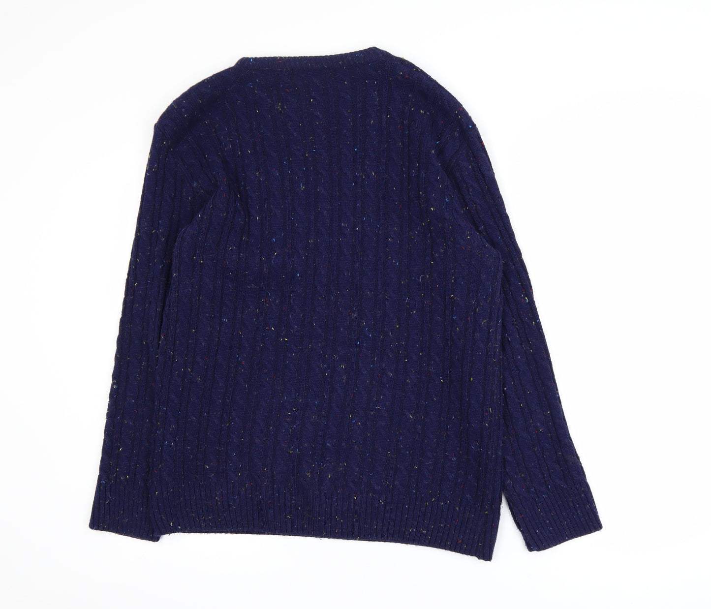 ENVY I Men's Blue Cable-Knit Acrylic Pullover Jumper L