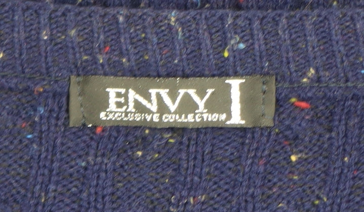 ENVY I Men's Blue Cable-Knit Acrylic Pullover Jumper L