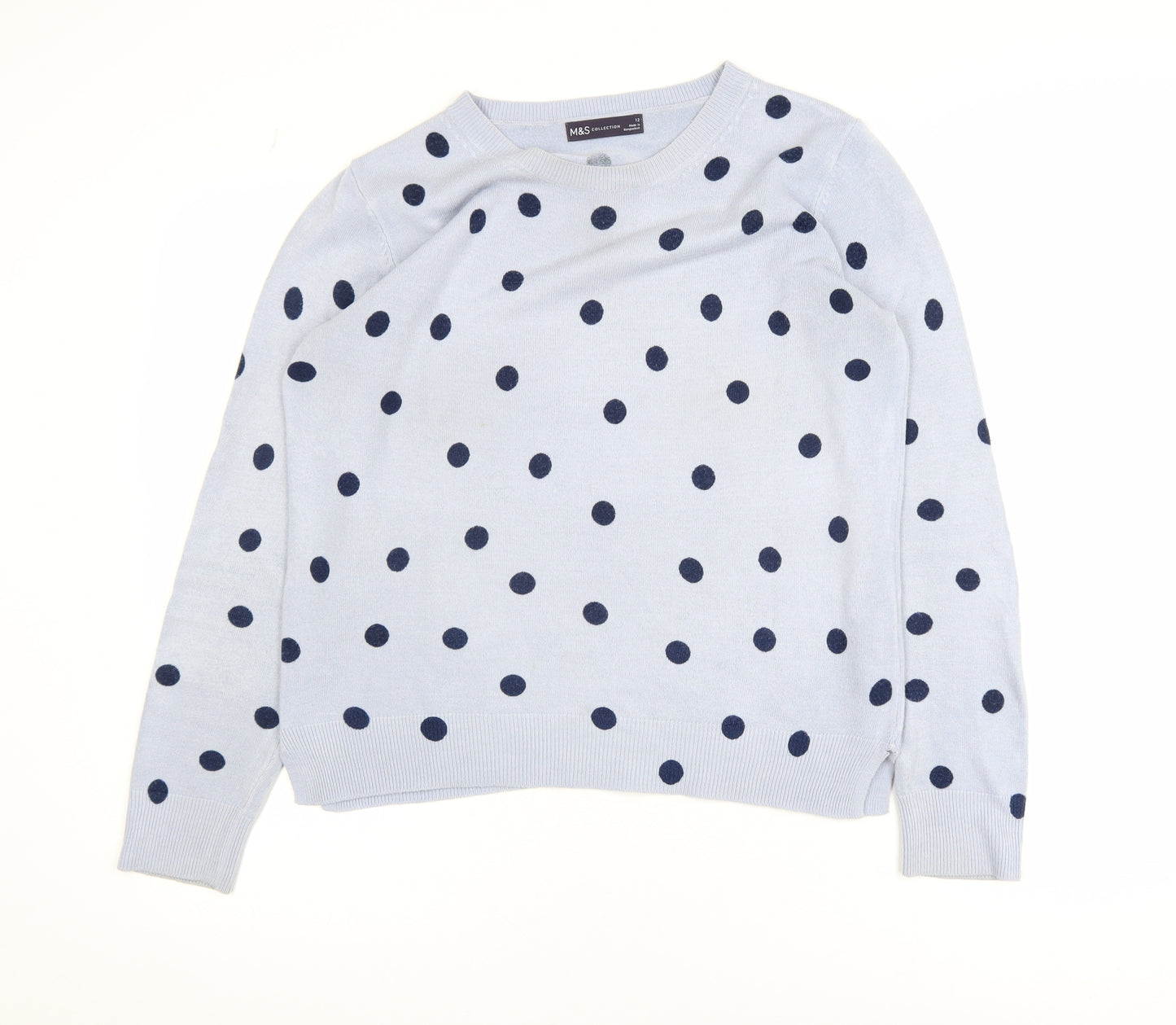 Marks and Spencer Womens Blue Polka Dot Knit Jumper Size 12