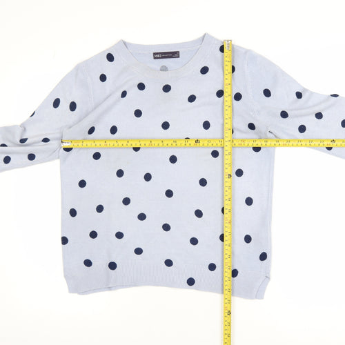 Marks and Spencer Womens Blue Polka Dot Knit Jumper Size 12