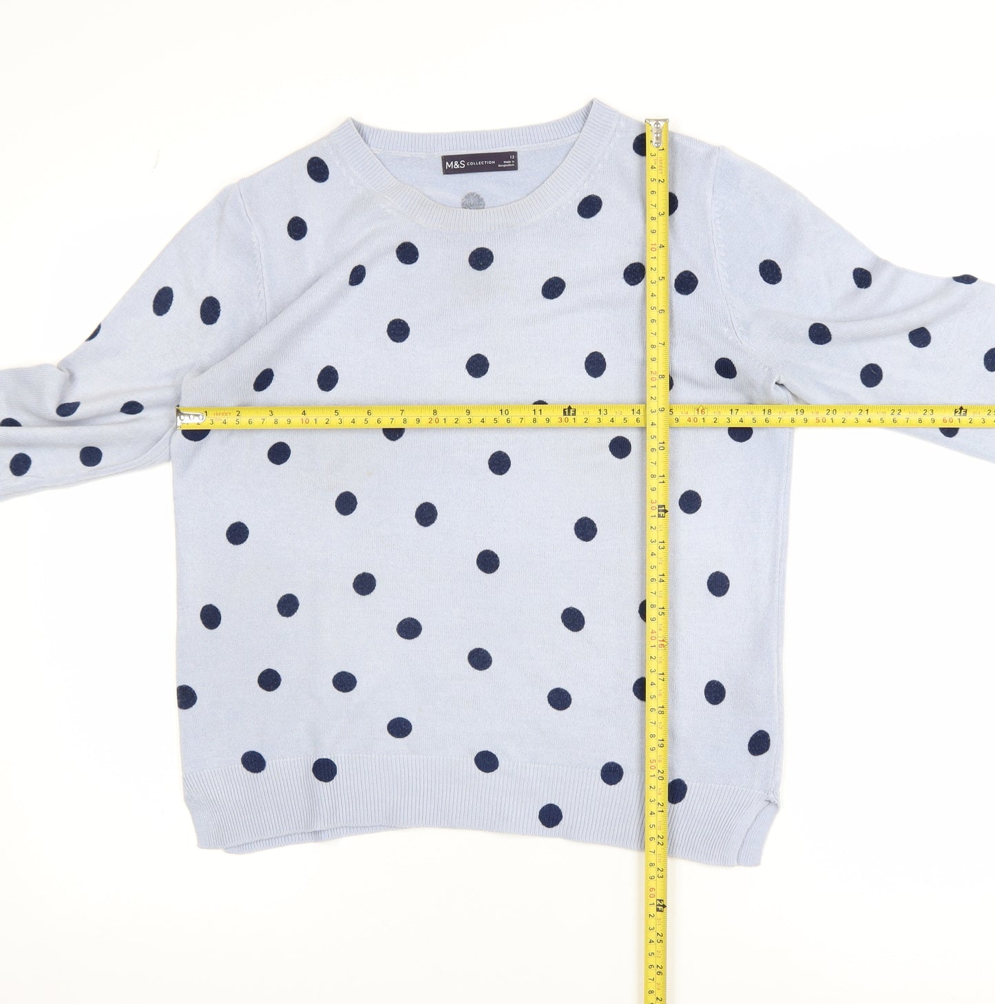 Marks and Spencer Womens Blue Polka Dot Knit Jumper Size 12