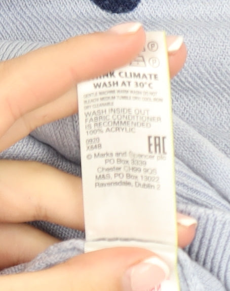 Marks and Spencer Womens Blue Polka Dot Knit Jumper Size 12