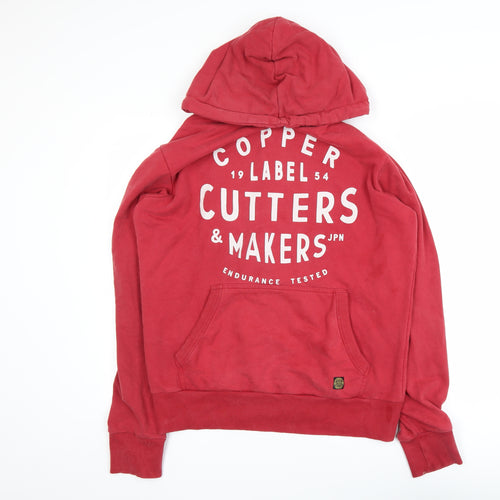 Superdry Men's Red Pullover Hoodie L Logo Graphic Fleece Sweatshirt