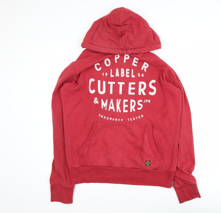 Superdry Men's Red Pullover Hoodie L Logo Graphic Fleece Sweatshirt