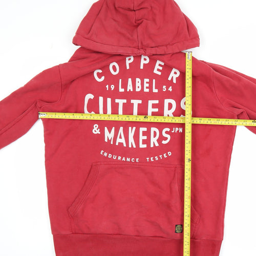 Superdry Men's Red Pullover Hoodie L Logo Graphic Fleece Sweatshirt