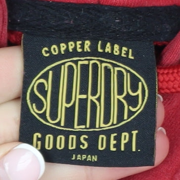 Superdry Men's Red Pullover Hoodie L Logo Graphic Fleece Sweatshirt