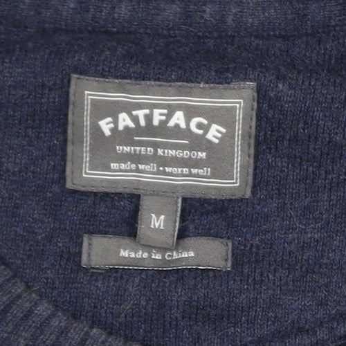 FatFace Men's Blue Striped Cotton Cashmere Crew Neck Jumper M