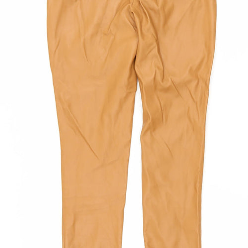 PrettyLittleThing Women’s Beige Faux Leather High Rise Skinny Trousers Size 6
