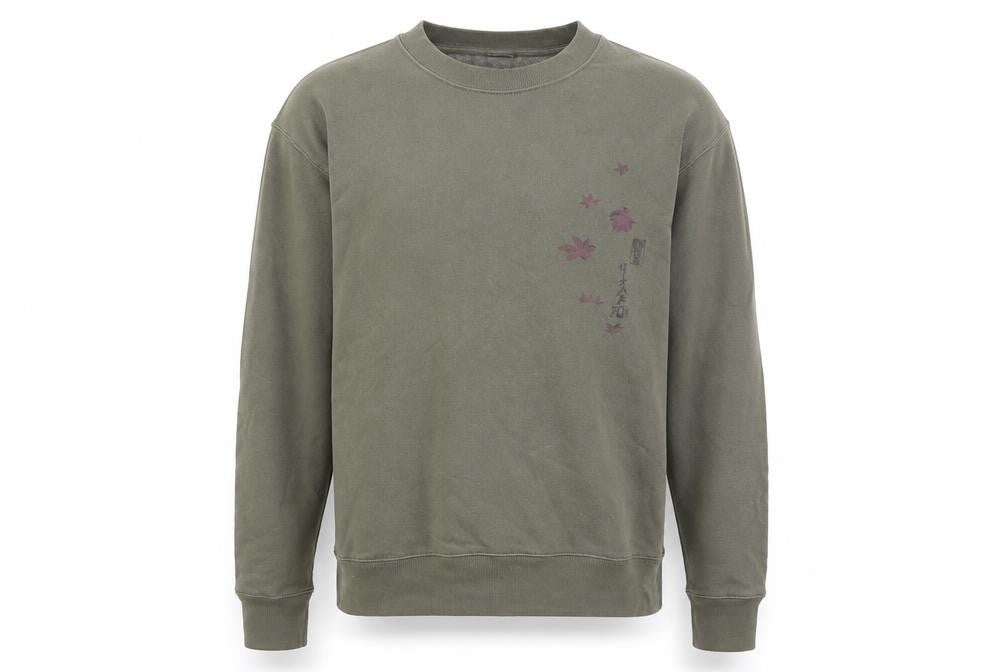 Front view of Uniqlo Men’s Green Graphic Art Sweatshirt S Regular Fit