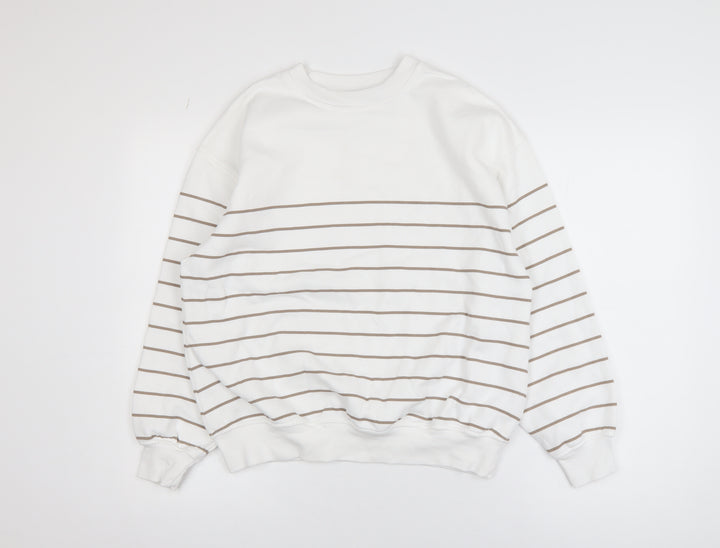 Dunnes Women Ivory Striped Pullover Sweatshirt Size S