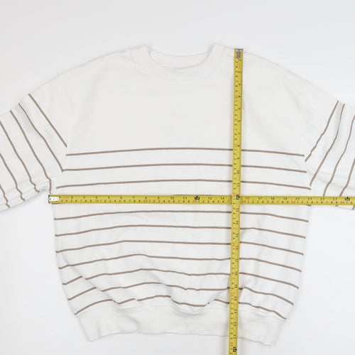 Dunnes Women Ivory Striped Pullover Sweatshirt Size S