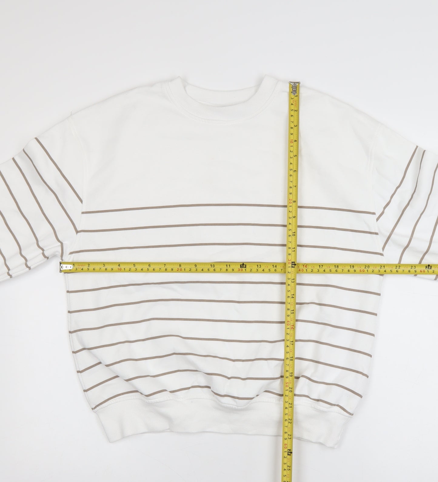 Dunnes Women Ivory Striped Pullover Sweatshirt Size S