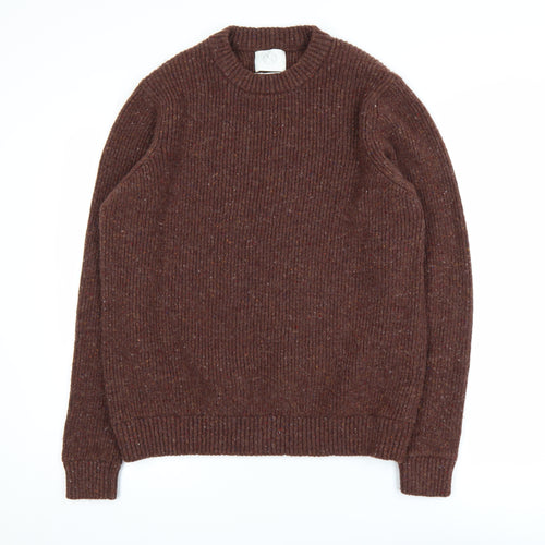 Marks and Spencer Mens Brown Lambswool Blend Crew Neck Jumper L