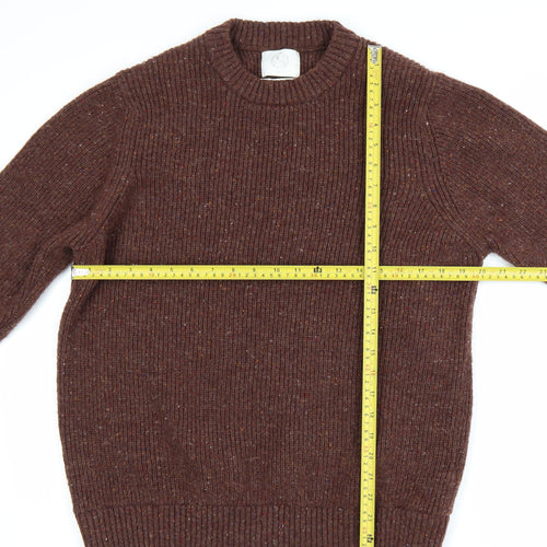 Marks and Spencer Mens Brown Lambswool Blend Crew Neck Jumper L