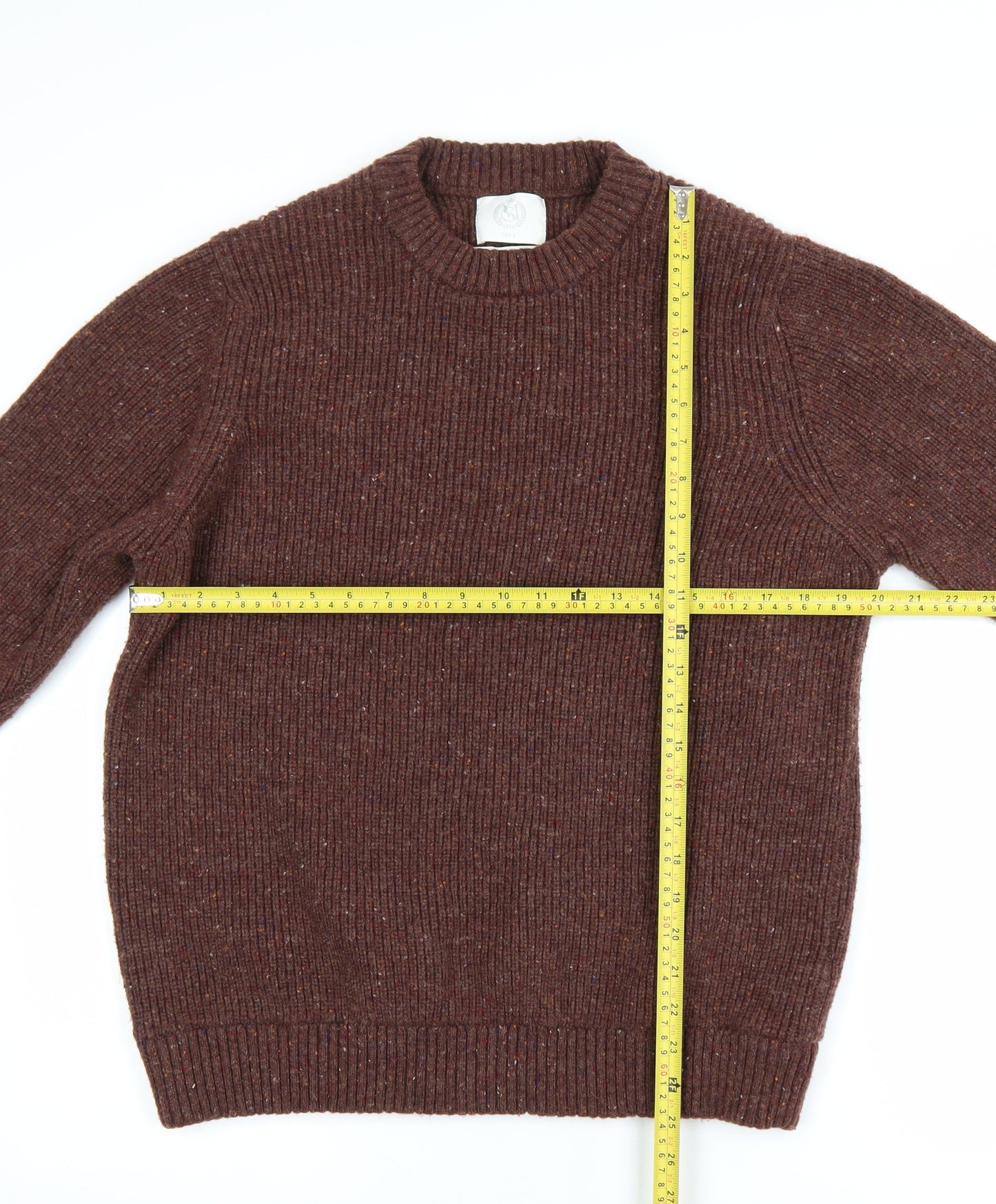 Marks and Spencer Mens Brown Lambswool Blend Crew Neck Jumper L